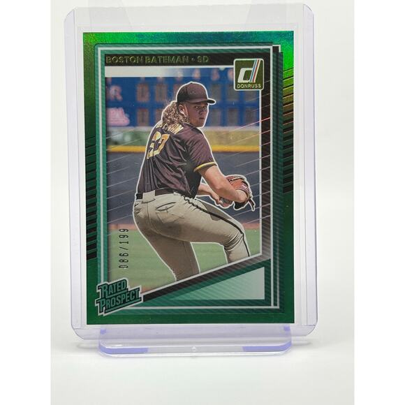 2025 Donruss Boston Bateman Rated Prospect Green Foil 86/199 SP San Diego Padres - Picture 1 of 2